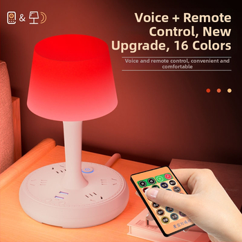 Balso valdymo išmanioji LED stalinė lempa su kištuku ir USB įkrovimu, 10A/250V, CCC sertifikatas, namų/bendrabučio/komercinei naudojimui