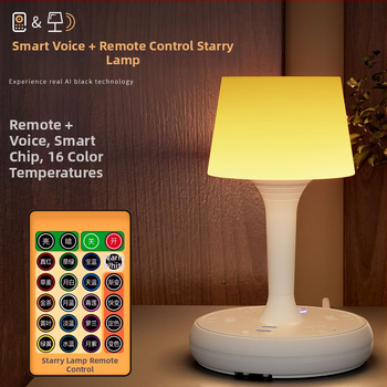 Balso valdymo išmanioji LED stalinė lempa su kištuku ir USB įkrovimu, 10A/250V, CCC sertifikatas, namų/bendrabučio/komercinei naudojimui