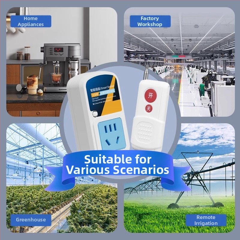 Belaidė nuotolinio valdymo 220V lizdas, be laidų, 10A, 2000W, fosforbronzo kontaktai, namų apšvietimui ir vandens siurbliams