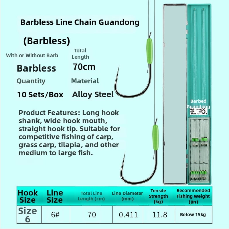Guandong háčik na rybárstvo, dvojitý háčik s ostrými hrotmi, hotový na použitie, na sladkovodný rybolov v rieke, jazere a vodnom nádrži