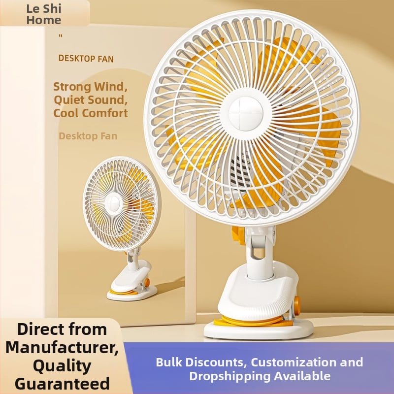 Mini klipsi/galda ventilators ar sienas stiprinājumu, 5 lāpstiņas, AC motors, 2 ātrumi, tīkla barošana