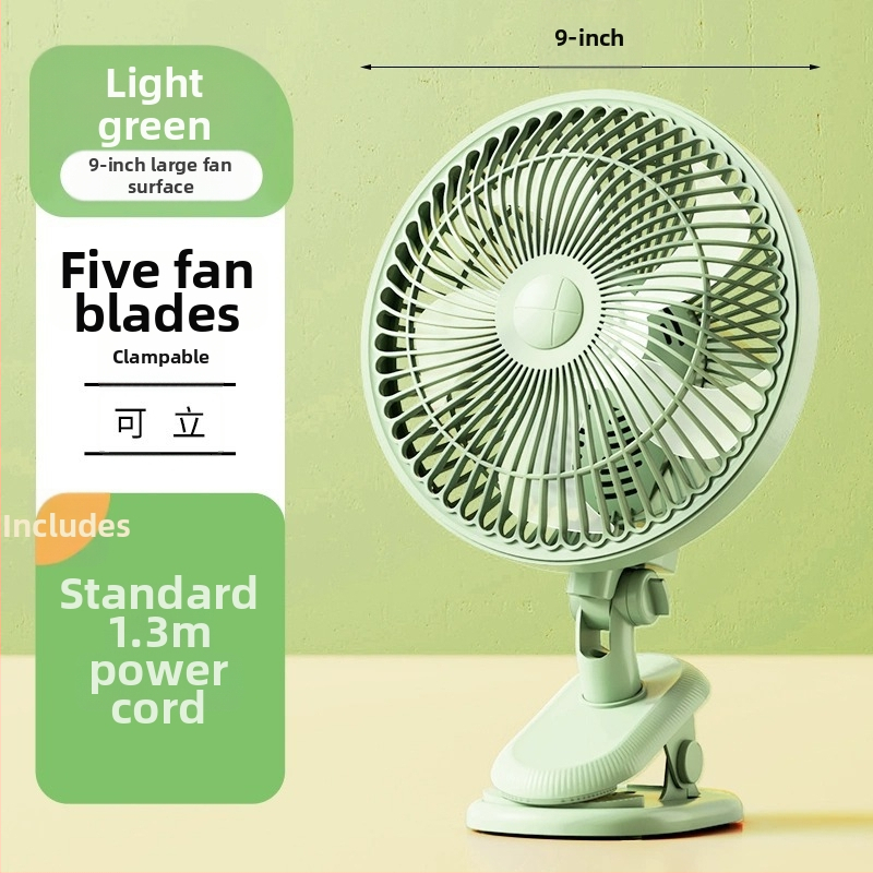 Mini klipsi/galda ventilators ar sienas stiprinājumu, 5 lāpstiņas, AC motors, 2 ātrumi, tīkla barošana