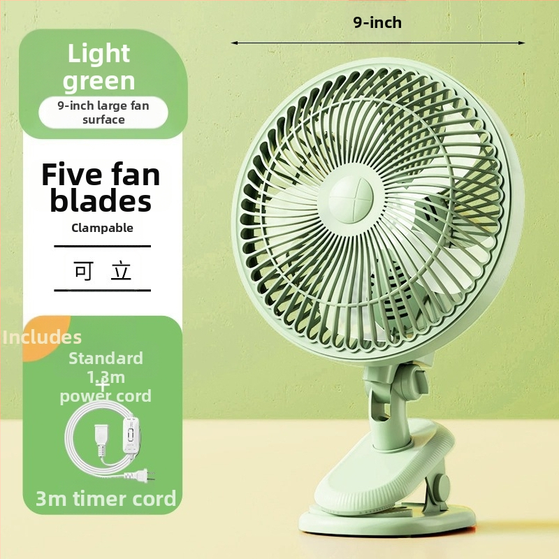 Mini klipsi/galda ventilators ar sienas stiprinājumu, 5 lāpstiņas, AC motors, 2 ātrumi, tīkla barošana