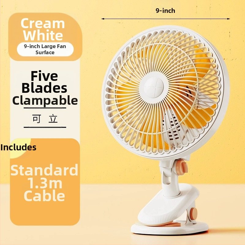 Mini klipsi/galda ventilators ar sienas stiprinājumu, 5 lāpstiņas, AC motors, 2 ātrumi, tīkla barošana
