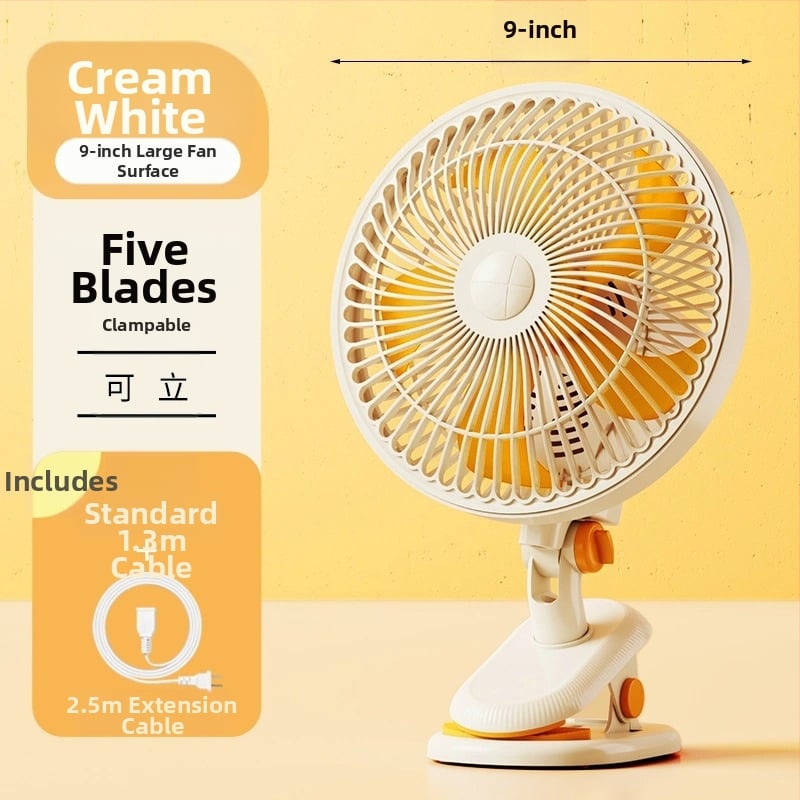 Mini klipsi/galda ventilators ar sienas stiprinājumu, 5 lāpstiņas, AC motors, 2 ātrumi, tīkla barošana