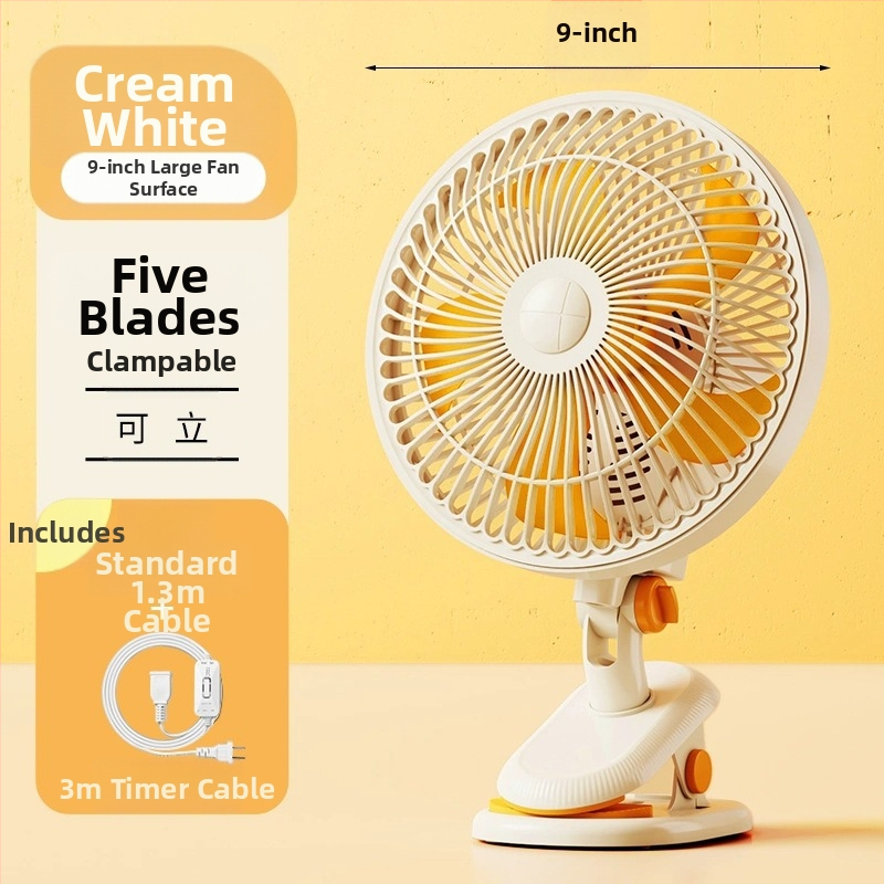 Mini klipsi/galda ventilators ar sienas stiprinājumu, 5 lāpstiņas, AC motors, 2 ātrumi, tīkla barošana
