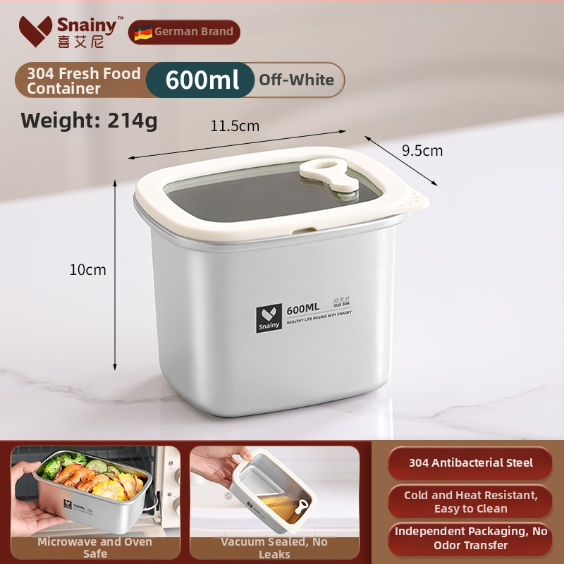 Pusdienu kastīte no 304 nerūsējošā tērauda ar vāku, kvadrātveida, mikroviļņu krāsnij droša, tilpums 800–1000 ml