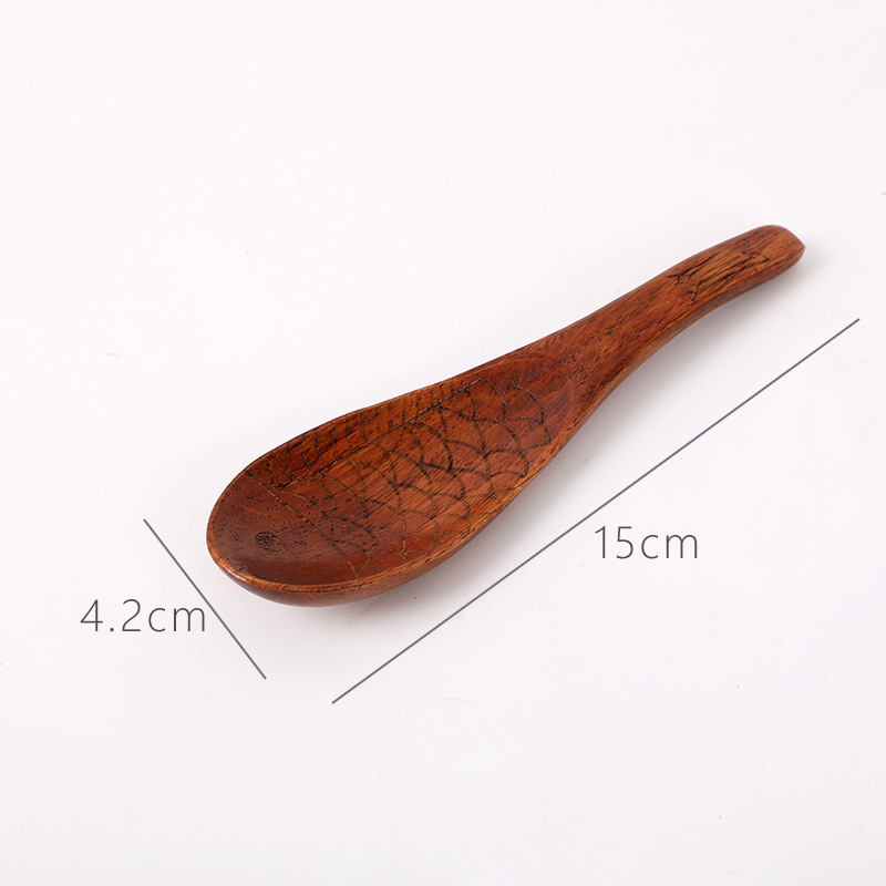 Drvena žlica, modern minimalistički stil, tiskano logo, prilagodljiva obrada, He Shi home marka, prvoklasna kvaliteta
