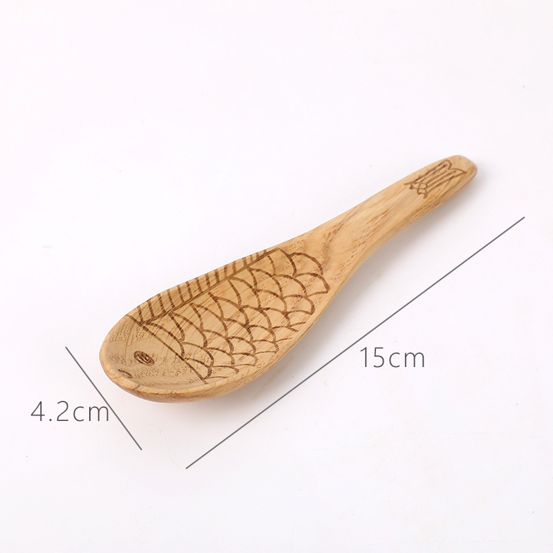 Drvena žlica, modern minimalistički stil, tiskano logo, prilagodljiva obrada, He Shi home marka, prvoklasna kvaliteta