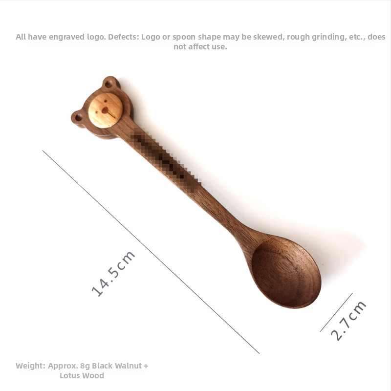 Drvena žlica, modern minimalistički stil, tiskano logo, prilagodljiva obrada, He Shi home marka, prvoklasna kvaliteta