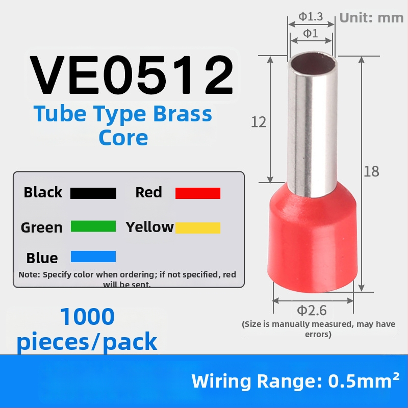 Shen Qibo cijevni terminal E0508 VE1008 E1508, PVC izoliran, za električare