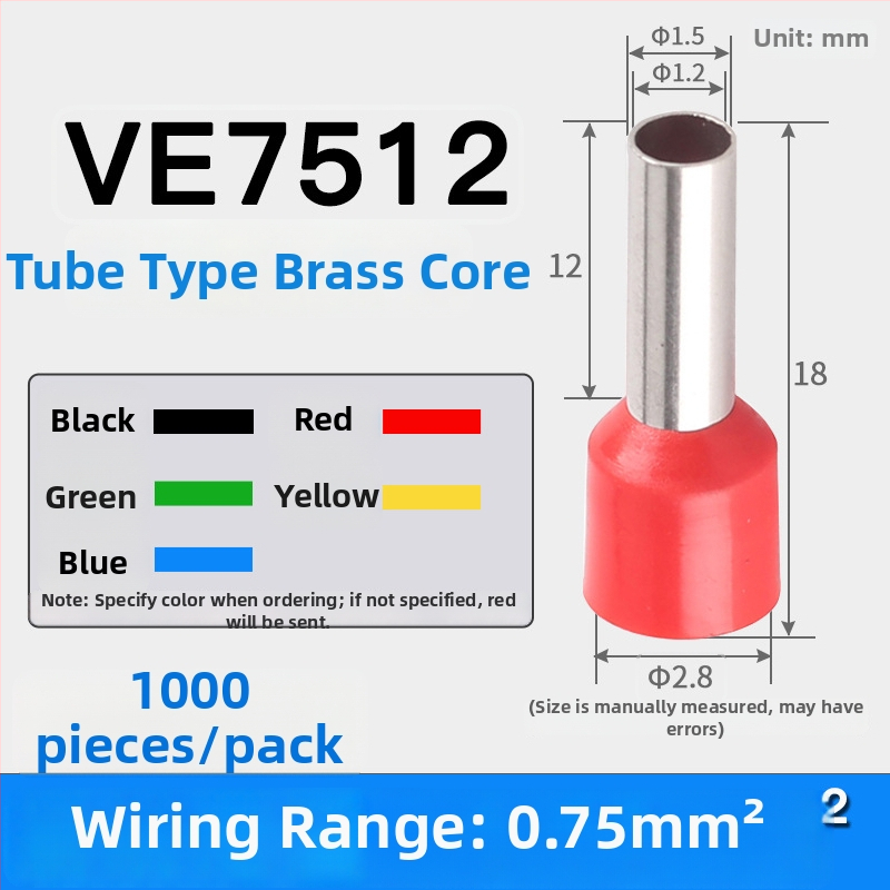 Shen Qibo cijevni terminal E0508 VE1008 E1508, PVC izoliran, za električare