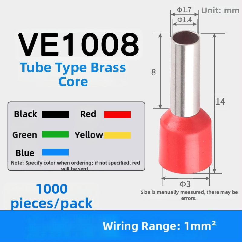 Shen Qibo cijevni terminal E0508 VE1008 E1508, PVC izoliran, za električare
