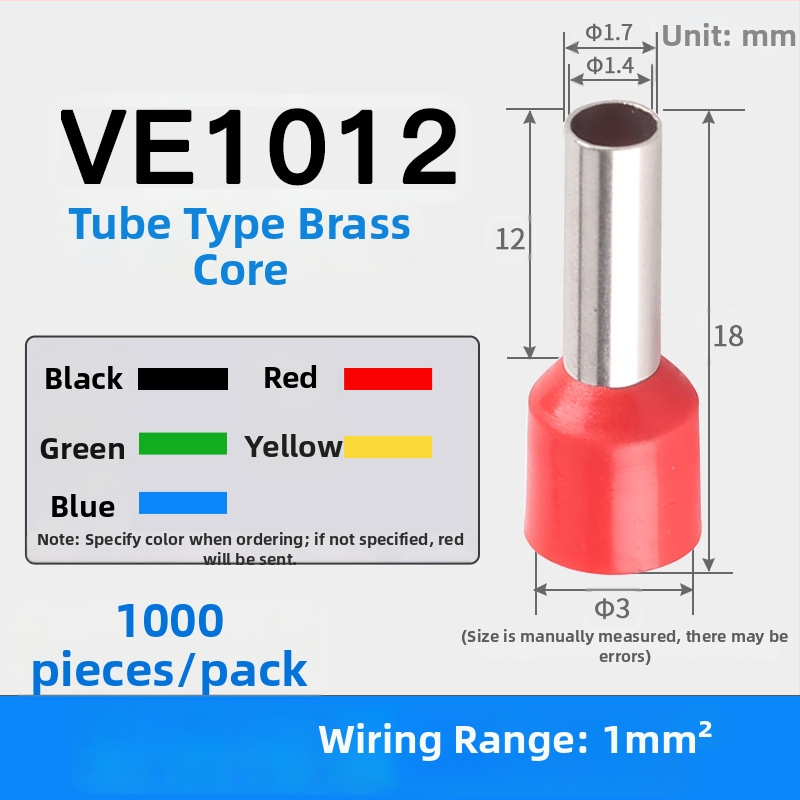 Shen Qibo cijevni terminal E0508 VE1008 E1508, PVC izoliran, za električare