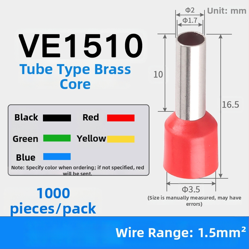 Shen Qibo cijevni terminal E0508 VE1008 E1508, PVC izoliran, za električare