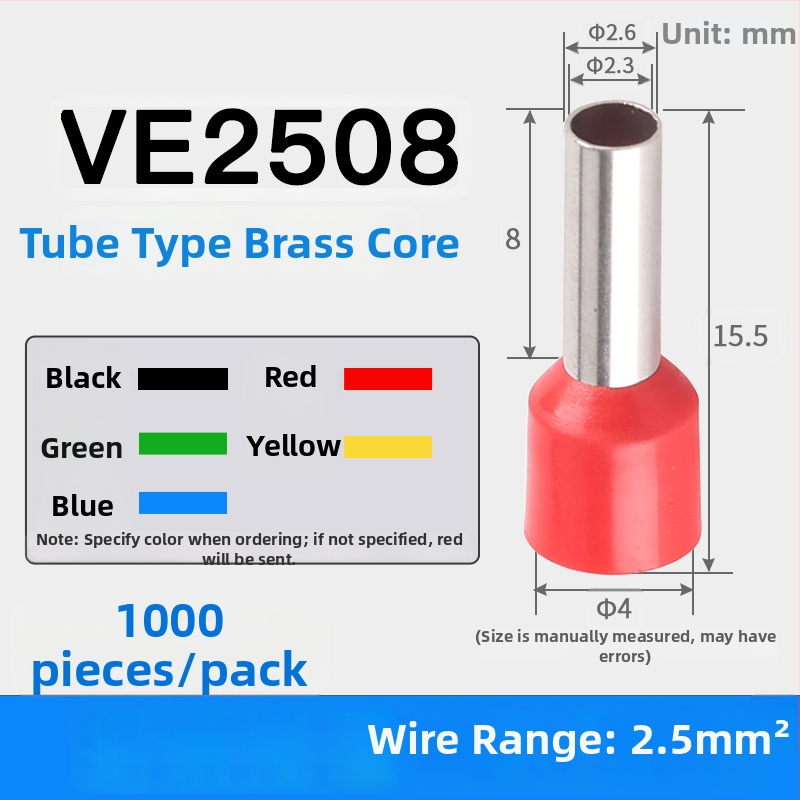 Shen Qibo cijevni terminal E0508 VE1008 E1508, PVC izoliran, za električare