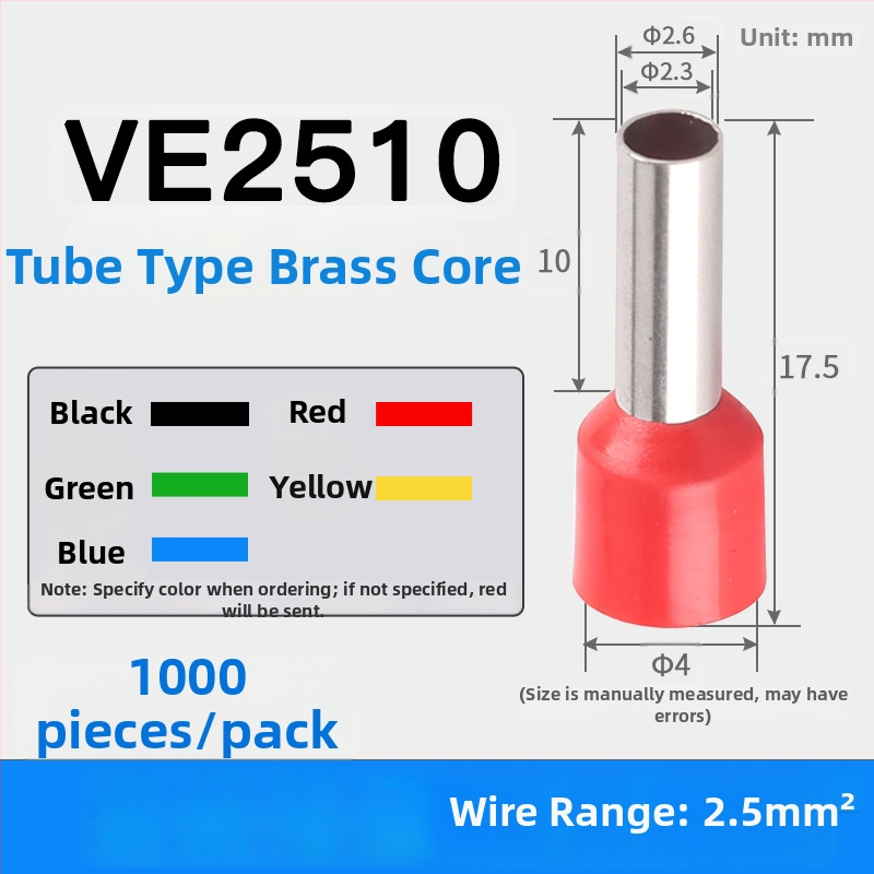 Shen Qibo cijevni terminal E0508 VE1008 E1508, PVC izoliran, za električare