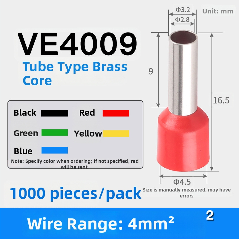Shen Qibo cijevni terminal E0508 VE1008 E1508, PVC izoliran, za električare