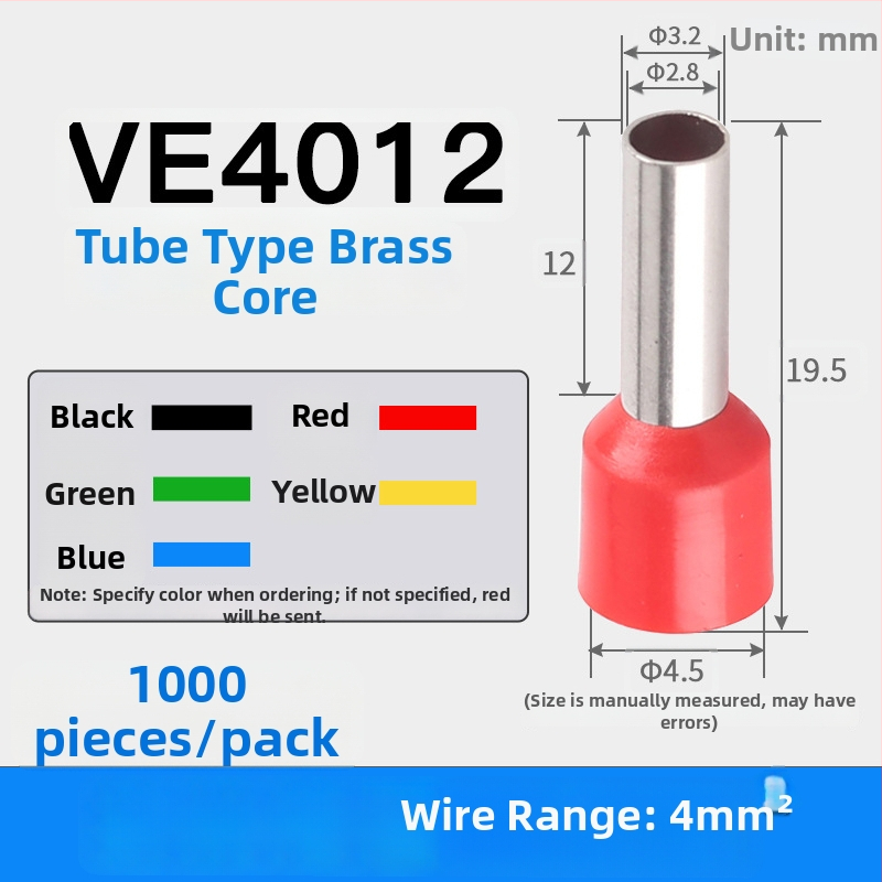 Shen Qibo cijevni terminal E0508 VE1008 E1508, PVC izoliran, za električare