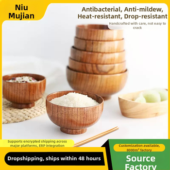 Sada drevených mis z dreva jujube, potravinárske kvality, vhodná na polievky, rezance, ryžu a jogurt, japonský štýl riadu