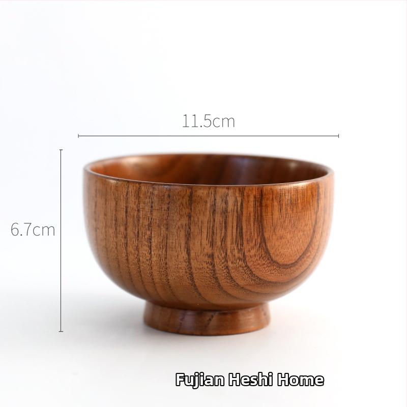Sada drevených mis z dreva jujube, potravinárske kvality, vhodná na polievky, rezance, ryžu a jogurt, japonský štýl riadu