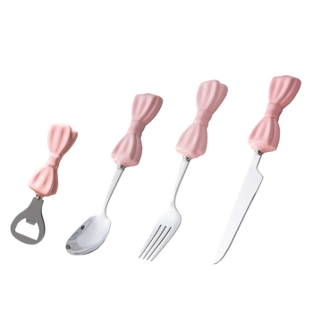 Set pribora za stolnu prehranu: nož, vilica i žlica od 304 nehrđajućeg čelika, ogledno poliranje, ručna izrada i prilagodljivost, jednostavan sladak stil