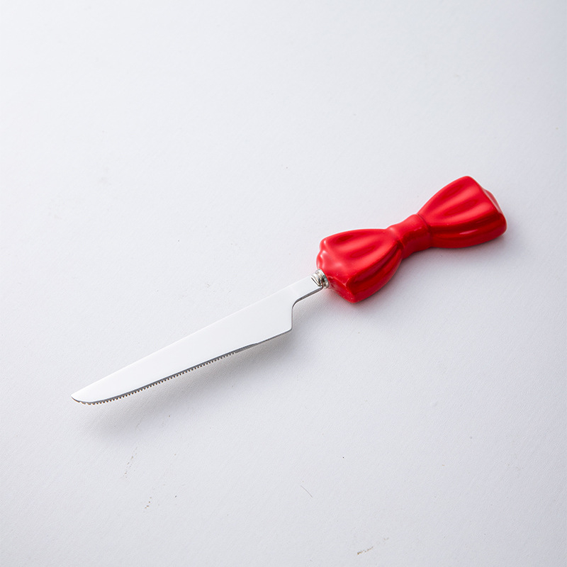 Set pribora za stolnu prehranu: nož, vilica i žlica od 304 nehrđajućeg čelika, ogledno poliranje, ručna izrada i prilagodljivost, jednostavan sladak stil