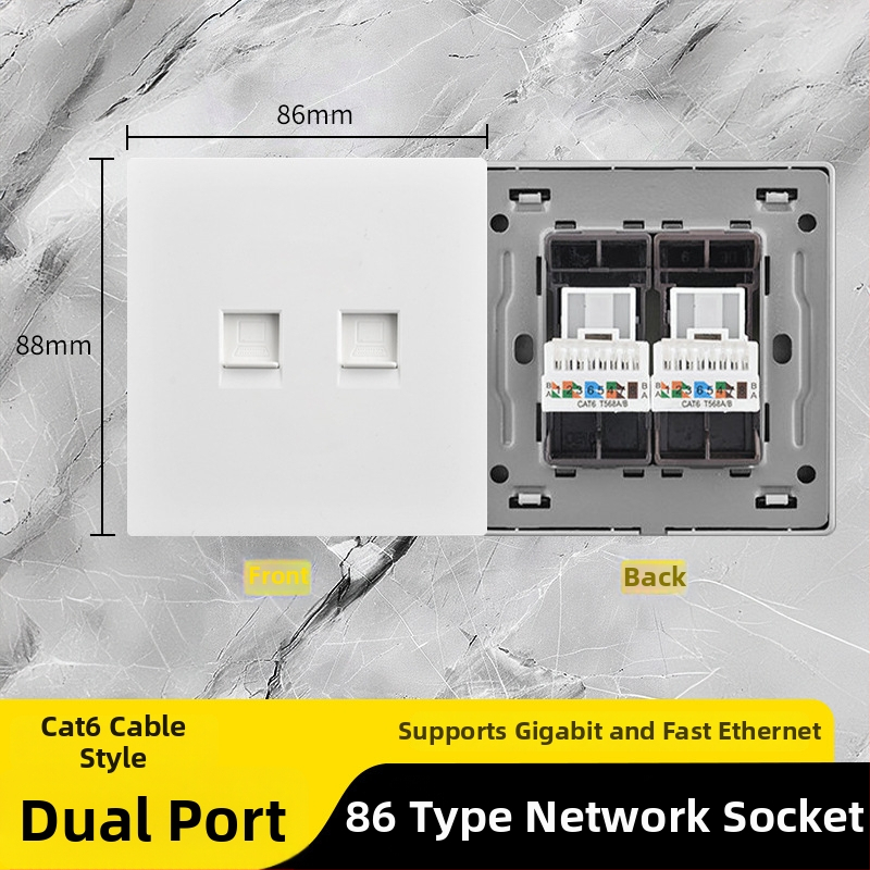86 tipa Cat6 tīkla kontaktu panelis ar diviem savienotājiem — sienas montāža; standarts: Jaunais nacionālais standarts; zīmols: Jabra