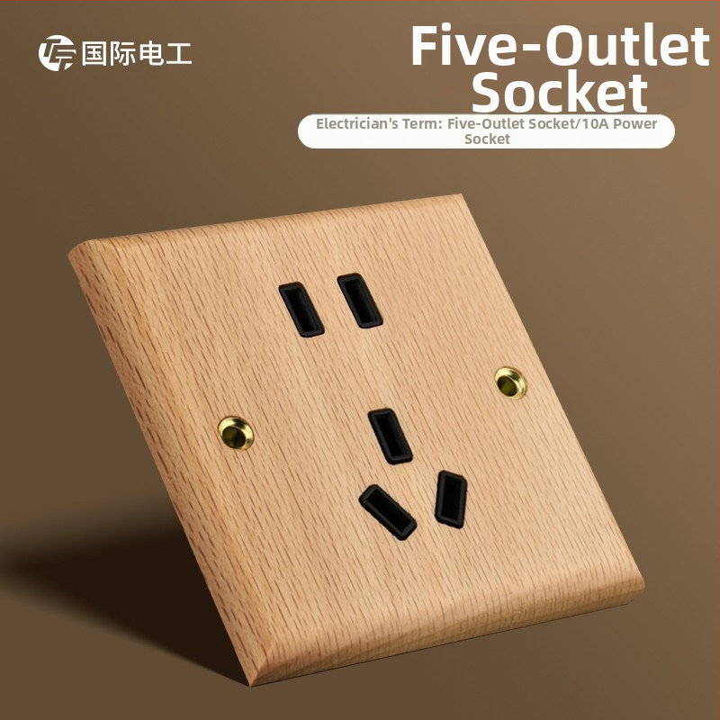 86 tipa sienas slēdzēja un kontaktpaneļa no masīvkoka ar bronzas sviru, 10A/220V, 3C sertificēts