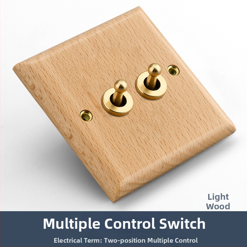 86 tipa sienas slēdzēja un kontaktpaneļa no masīvkoka ar bronzas sviru, 10A/220V, 3C sertificēts