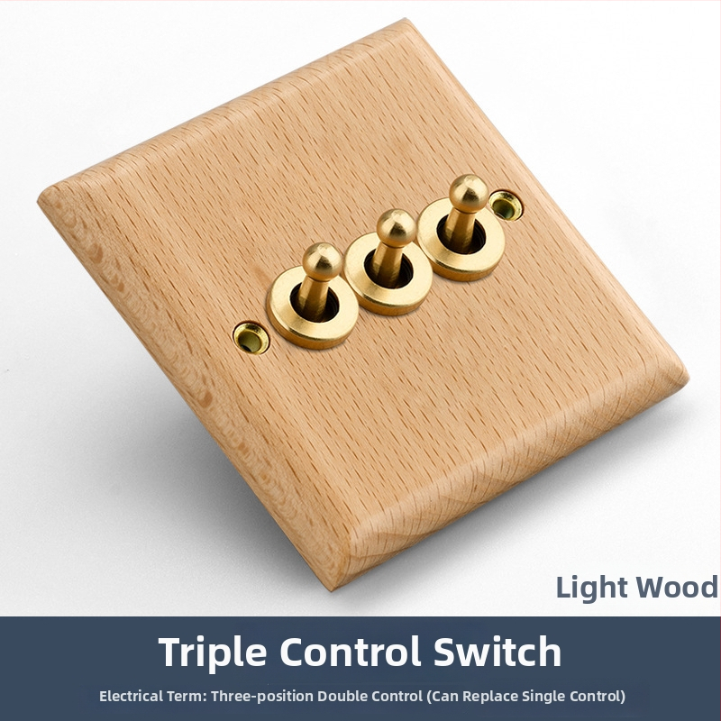 86 tipa sienas slēdzēja un kontaktpaneļa no masīvkoka ar bronzas sviru, 10A/220V, 3C sertificēts