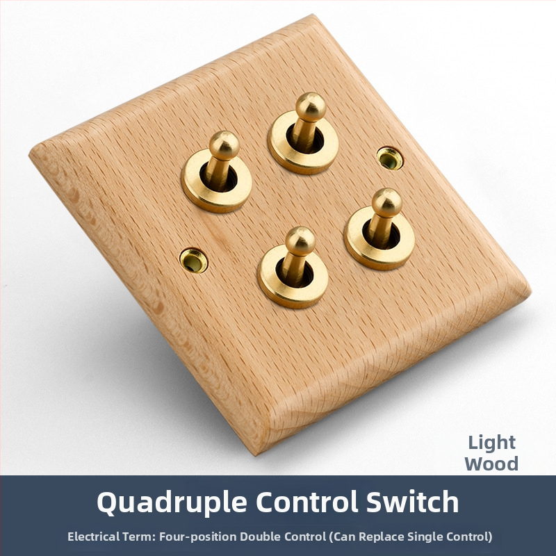 86 tipa sienas slēdzēja un kontaktpaneļa no masīvkoka ar bronzas sviru, 10A/220V, 3C sertificēts