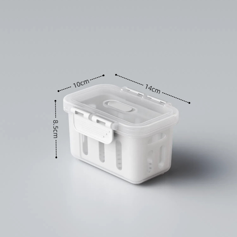 Maisto kokybės plastikinė laikymo dėžutė su dangčiu, sandari, su nusausinimo skyriaus vaisiams, tinkama mikrobangų krosnelei (Plastikas • Sandari • Nusausinimo skyrius • Mikrobangų)