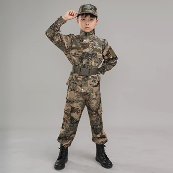 Treniruotės uniforma su kamufliažu, atspari vandeniui, iš cheminių pluoštų mišinio; vaikams, unisex, pavasaris–vasara–ruduo