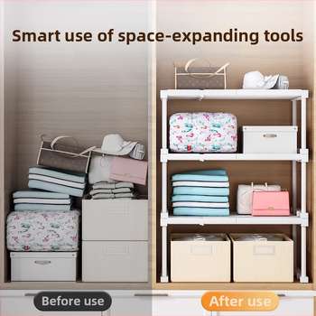 Plastikust garderoobi organiseerija 7 kihiga vaheseintega riiete ja kingade jaoks, laualine paigaldus