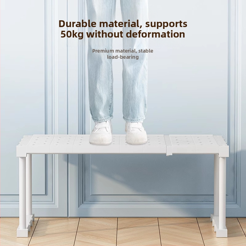 Plastmasas garderobes organizētājs ar 7 slāņiem un nodalījumiem drēbēm un kurpēm, galda uzstādīšana