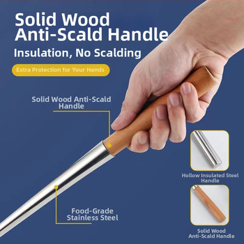 Nerezová lyžica na varenie s rukoväťou zo dreva alebo z nehrdzavejúcej ocele – protišmyková, moderný minimalistický štýl