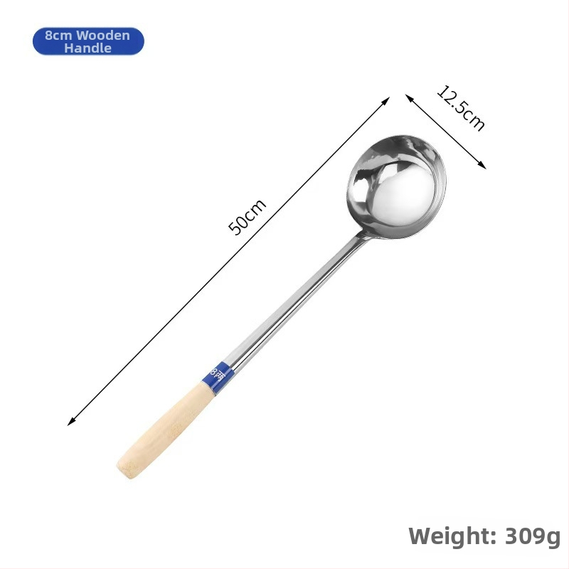 Nerezová lyžica na varenie s rukoväťou zo dreva alebo z nehrdzavejúcej ocele – protišmyková, moderný minimalistický štýl