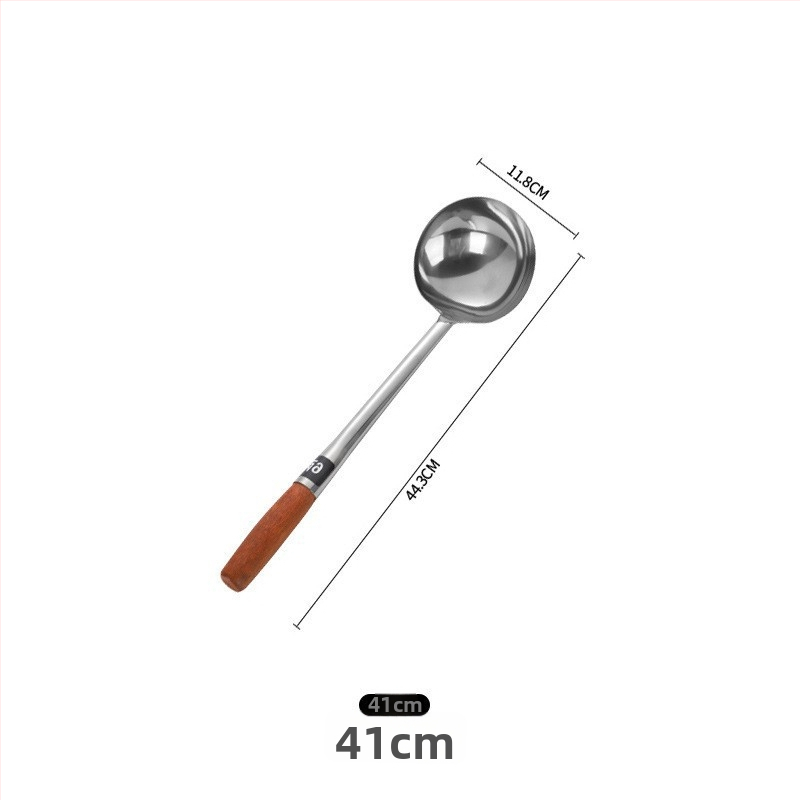 Nerezová lyžica na varenie s rukoväťou zo dreva alebo z nehrdzavejúcej ocele – protišmyková, moderný minimalistický štýl