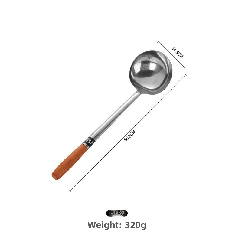 Nerezová lyžica na varenie s rukoväťou zo dreva alebo z nehrdzavejúcej ocele – protišmyková, moderný minimalistický štýl