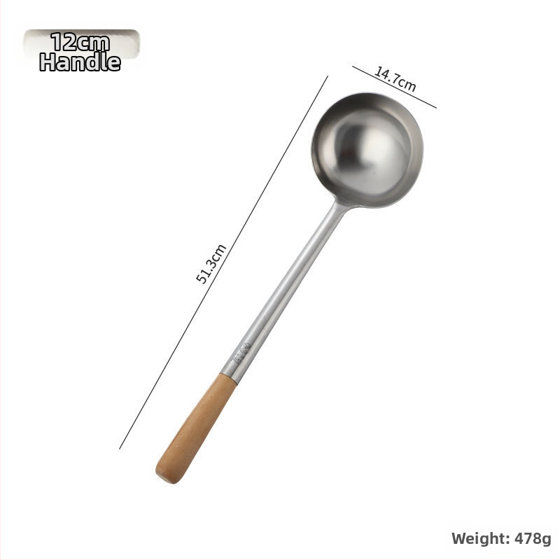 Nerezová lyžica na varenie s rukoväťou zo dreva alebo z nehrdzavejúcej ocele – protišmyková, moderný minimalistický štýl