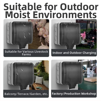 Vanjska vodootporna utičnica s integriranim površinskim prekidačem tipa 86, utičnica s pet priključaka u kišnoj kutiji, zidna montaža