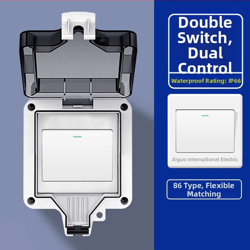 Vanjska vodootporna utičnica s integriranim površinskim prekidačem tipa 86, utičnica s pet priključaka u kišnoj kutiji, zidna montaža