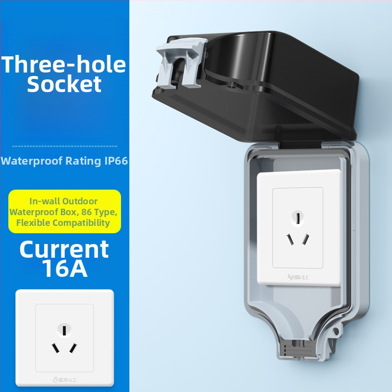 Vanjska vodootporna utičnica s integriranim površinskim prekidačem tipa 86, utičnica s pet priključaka u kišnoj kutiji, zidna montaža