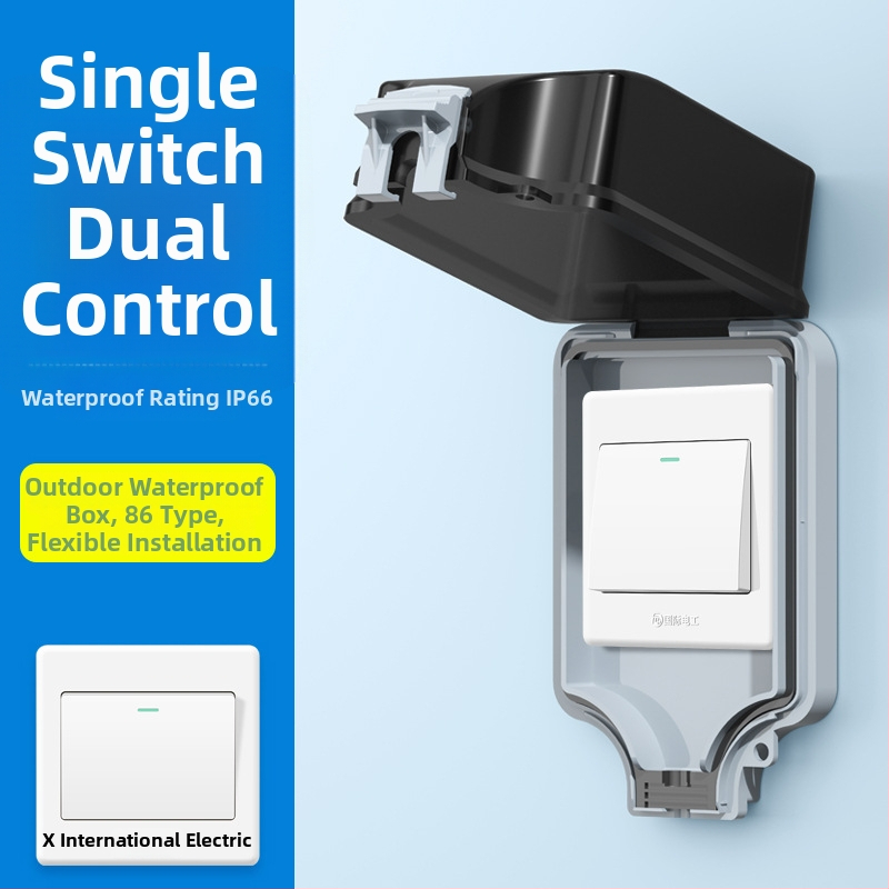 Vanjska vodootporna utičnica s integriranim površinskim prekidačem tipa 86, utičnica s pet priključaka u kišnoj kutiji, zidna montaža