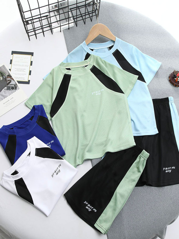 Fiúknak készült gyorsan száradó hálószövésű kétrészes készlet, nyár, 7–12 évesek