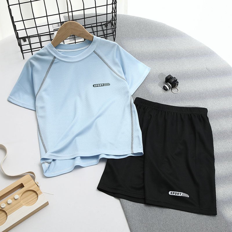 Бързосъхнещ мрежест двукомпонентен комплект за момчета, 7–12 г., лято