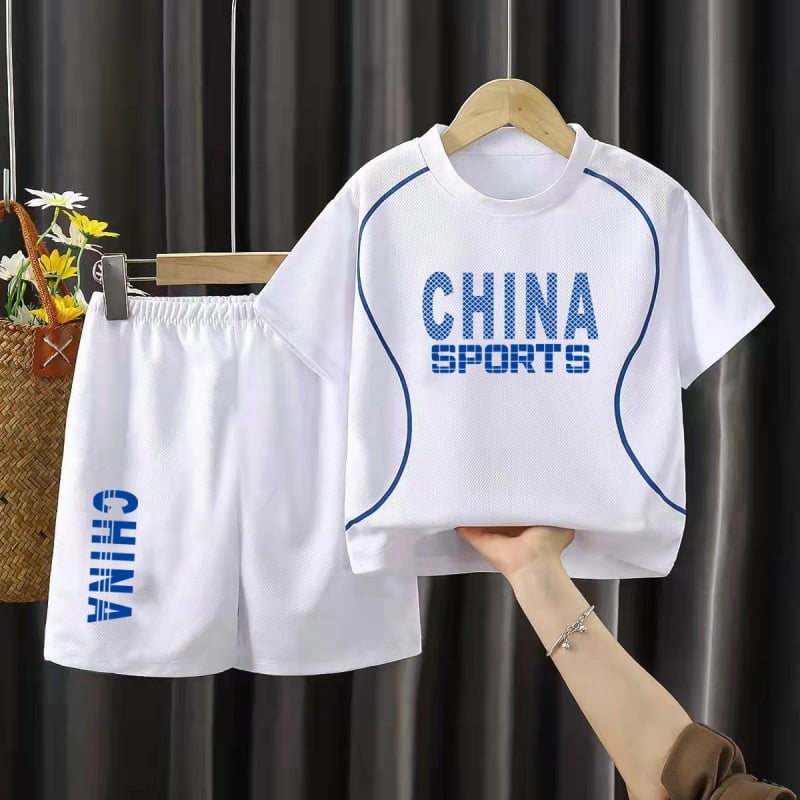 Бързосъхнещ мрежест двукомпонентен комплект за момчета, 7–12 г., лято