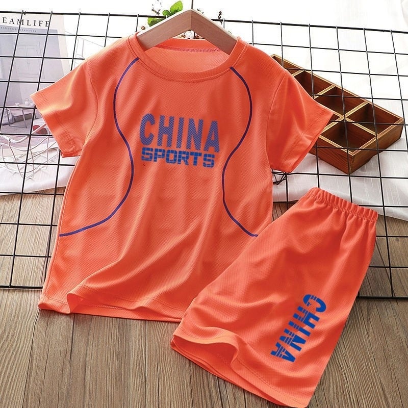 Бързосъхнещ мрежест двукомпонентен комплект за момчета, 7–12 г., лято