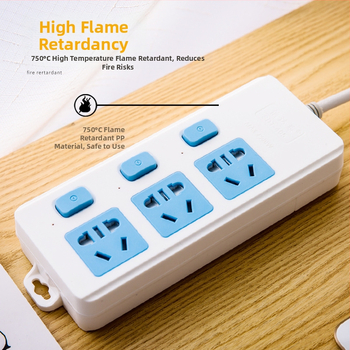 Maitinimo juostelė su nepriklausomu jungikliu, 3 kištukai, 10A, 100–250V, 2500W